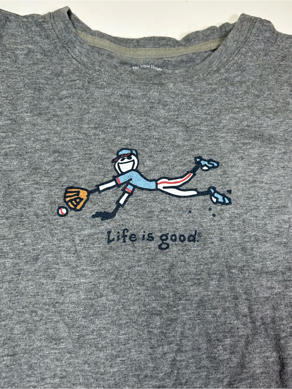 Life Is Good Kids Boy's Small Heather Gray 'Baseball Adventure' Graphic Tee